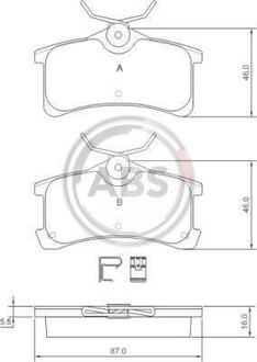 Гальмівні колодки задні. Avensis/Corolla 97-03 1.4-2.0 A.B.S. 37270 (фото 1)