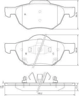 Тормозные колодки перед. Honda Accord 03-08/CR-V 01-06 (akebono) A.B.S. 37359