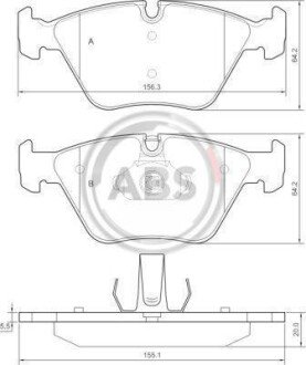 Тормозные колодки перед. BMW 3(E46) 99-07/X3(E83) 03-11 (ATE) A.B.S. 37374 (фото 1)