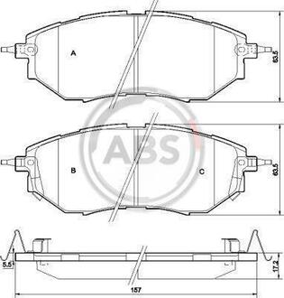Тормозные колодки перед. Subaru Legacy IV/Outback 03- (akebono) A.B.S. 37502