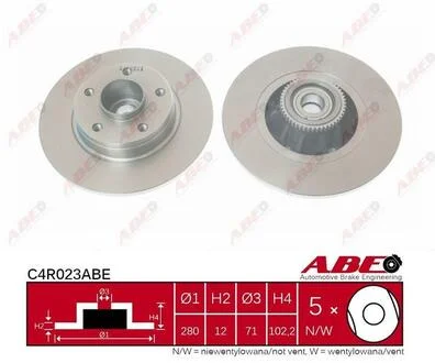 Диск гальмівний з підшипником ABE C4R023ABE