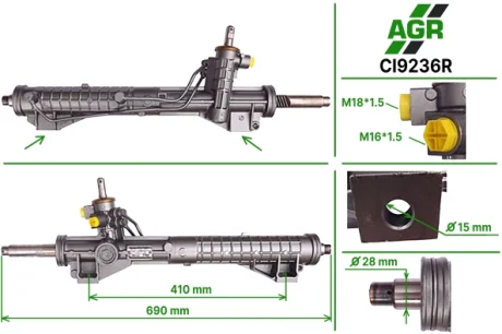Рульова рейка з ГПК, відновлена, CITROEN C8 (EA_, EB_) 02-;FIAT ULYSSE (179AX) 02-11 AGR CI9236R