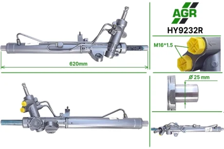 Рульова рейка з ГПК, відновлена, HYUNDAI Accent 2011-,HYUNDAI Solaris 2011-,KIA Rio 2011- AGR HY9232R