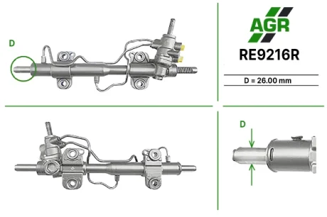 Рульова рейка з ГПК, відновлена, RENAULT SAFRANE I (B54_) 92-96,SAFRANE II (B54_) 96-00 AGR RE9216R