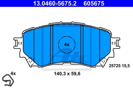 Колодки тормозные дисковые, комплект ATE 13046056752