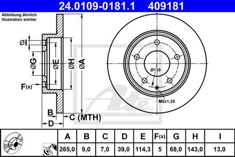 Тормозной диск ATE 24.0109-0181.1 (фото 1)