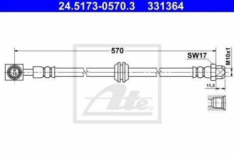 Шланг гальмівний MINI COOPER 03- /L+P/ ATE 24517305703