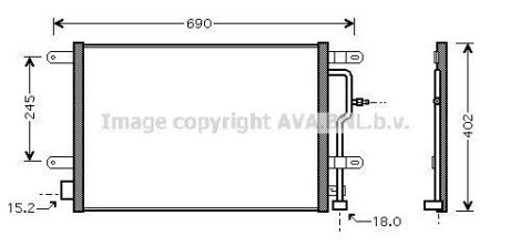 Конденсор кондиціонера COND AUDI A4 03- ALL (Ava) AVA COOLING AI5199