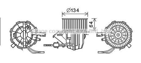 Вентилятор отопителя салона Audi A4 08>15, A5 09>12/11, Q5 08>12/12 AVA COOLING AI8391 (фото 1)