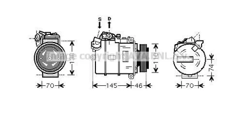 Компресор кондиціонера BMW 3 E90 (04-), 5 E60 (03-), 7 E65 (01-) AVA AVA COOLING BWAK318
