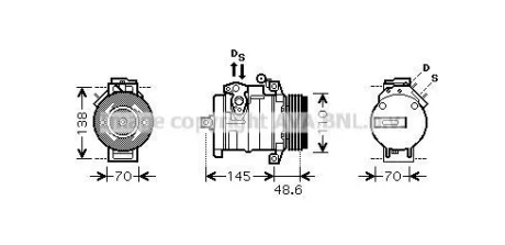 Компресор кондиціонера BMW X5 E53 (00-)/LR Range Rover (02-) 30 Tdi AVA AVA COOLING BWAK334