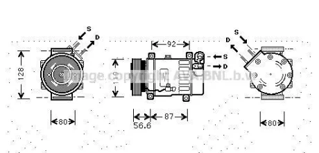 Компрессор кондиционера Citroen Berlingo (96-)/Peugeot Partner (96-) 1.6HDi/Fiat AVA COOLING CNAK238