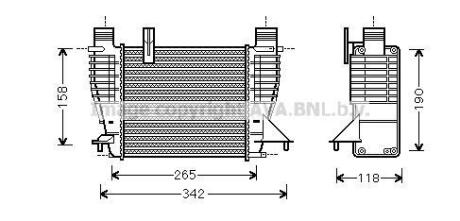 Интеркулер Renault Clio (06-), Modus (05-)/Nissan Note (04-), Juke (11-) 12i, 1 AVA COOLING DNA4356