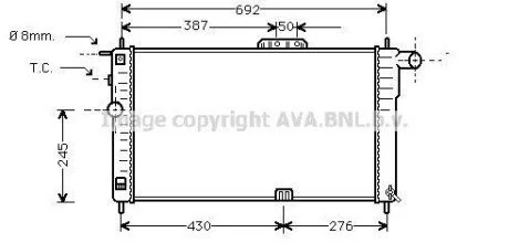 Радіатор охолодження DAEWOO NEXIA 15 MT - AC 94- (AVA) AVA COOLING DWA2001