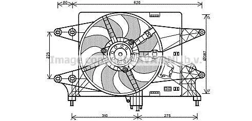 Вентилятор охолодження радіатора (з дифузором) Fiat Doblo (01-) 1.4i, 1.6i AVA AVA COOLING FT7560 (фото 1)