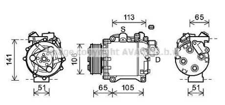 Компрессор кондиционера Honda CR-V III, IV (07-) 2.4 IVTEC AVA AVA COOLING HDAK263