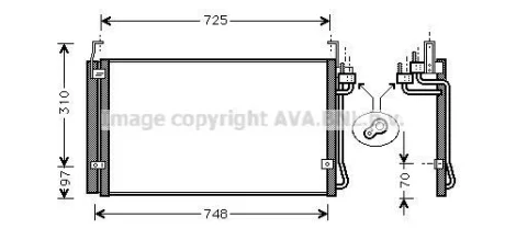 Радіатор кондиціонера Hyundai Terracan (01-), Trajet (99-) AVA AVA COOLING HY5071D