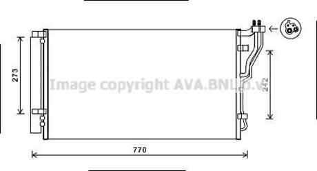 Конденсор Sonata VlI 2.0 i 06/09- AVA COOLING HYA5246D (фото 1)