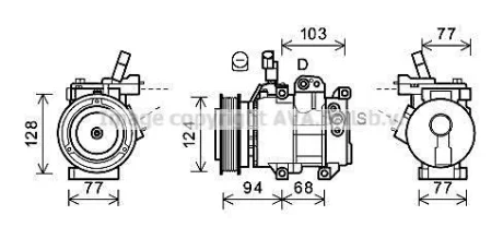 Компресор кондиціонера Hyundai i20 (08-), Accent IV (10-) 1.4i, 1.6i AVA AVA COOLING HYK451