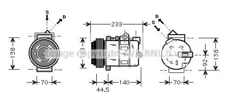 Компресор кондиціонера MB C-Class 202, 203, E-Class 210, M-Class 163, S-Class 220, Sprinter 903, 904, Vito 638 AVA AVA COOLING MSAK277