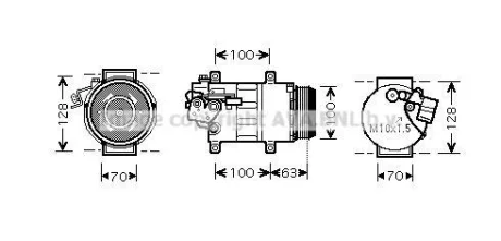 Компрессор кондиционера MB A-Class W169 (05-), B-Class W245 (05-) 2.0CDi (MSAK40 AVA COOLING MSAK404