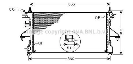 Радиатор охлаждения двигателя PSA Jumper Boxer Ducato (06-) 2,2HDI 3,0HDI без AC AVA COOLING PEA2309