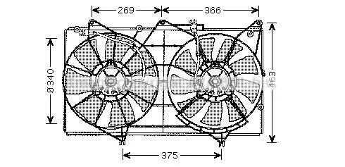 Дифузор радіатора охолодження, в зборі з двигуном і крильчаткою AVA COOLING TO7528 (фото 1)