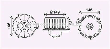 Вентилятор обігрівача салону Toyota Corolla (00-) 13i 14i 16i 18i AVA AVA COOLING TO8735