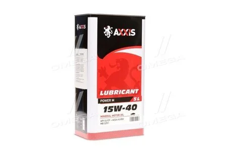 Олива моторна. 15W-40 Power M (Каністра 5л) Axxis Ax-571
