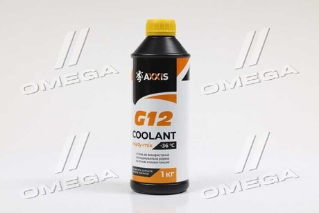 Антифриз YELLOW G12 Сoolant Ready-Mix -36°C<> (жовтий) (Каністра 1кг) Axxis AX-P999-G11Ye RDM1 (фото 1)