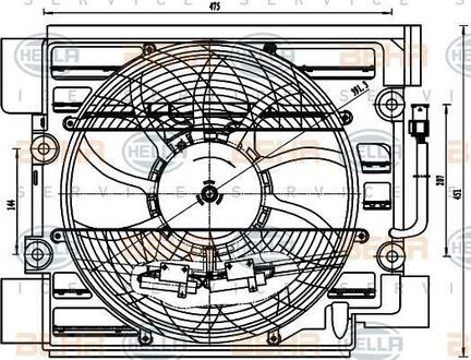 Вентилятор кондиционера BMW 5 (E39) 95-04 (396мм) BEHR 8EW351040-101 (фото 1)