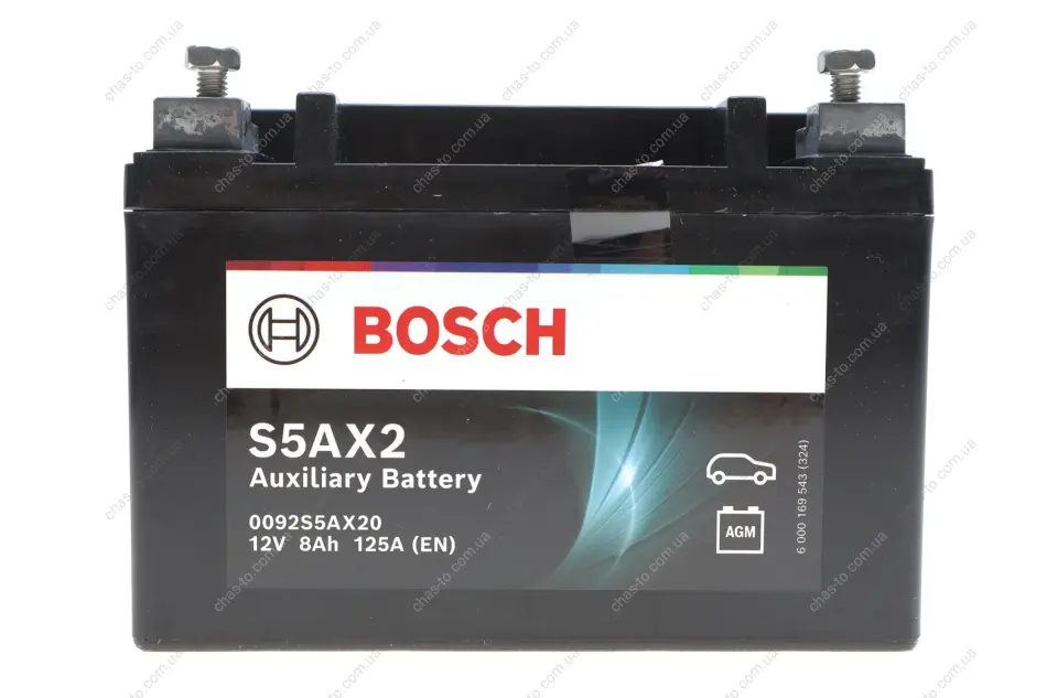 Акумулятор 8Ah-12v AGM AUXILIARY (S5AX2) (150x87x105),L,EN125 BOSCH 0 092 S5A X20 (фото 1)