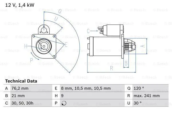 Стартер BMW BOSCH 0986014900 (фото 1)