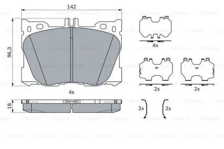 Колодки гальмівні дискові (комплект 4 шт) BOSCH 0986424335