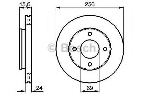 Диск гальмівний передній COATED BOSCH 0 986 479 B83