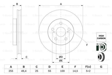 Диск гальмівний BOSCH 0 986 479 F72