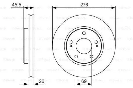 Гальмівний диск MITSUBISHI Lancer/Space Runner F'1,6-2,499-08 PR2 BOSCH 0986479S00