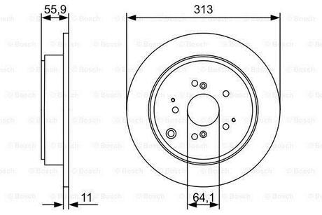 Тормозной диск ACURA/HONDA MDX/MR-V/Pilot 'R' 3,5'05>> BOSCH 0986479W23 (фото 1)