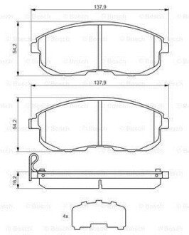 Комплект тормозных колодок из 4 шт. дисков BOSCH 0986494443 (фото 1)