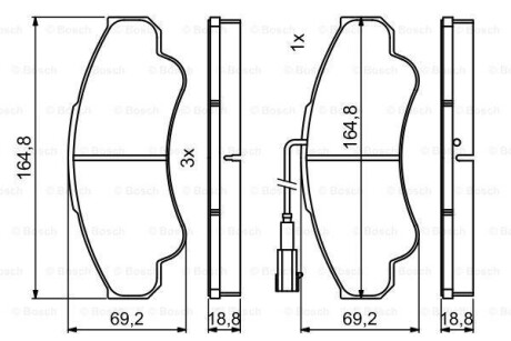 ДИСКОВI КОЛОДКИ ПЕРЕДНI BOSCH 0 986 494 850