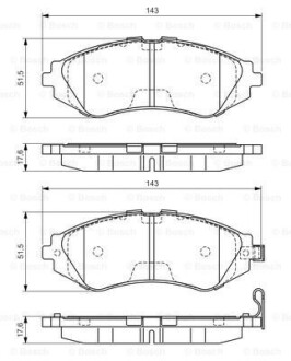 Комплект тормозных колодок, дисковый тормоз BOSCH 0986495059 (фото 1)