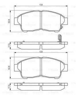 Тормозные колодки TOYOTA Camry/Corolla/Carina E/RAV 4/Sprinter &#039;&#039;F&#039;&#039;&gt;&gt;02 PR2 BOSCH 0986495257 (фото 1)