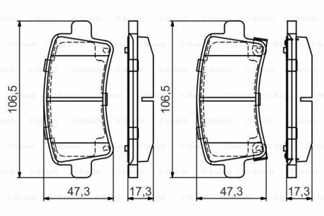 Комплект тормозных колодок, дисковый тормоз BOSCH 0986495444 (фото 1)