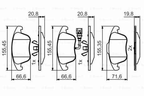 Колодки гальмові дискові передні BOSCH 0986495464 (фото 1)