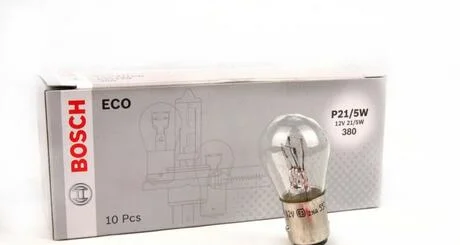 Автолампа ECO P21/5W BAY15d 5 W 21 W прозрачная BOSCH 1987302814