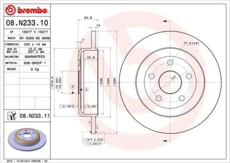 Гальмівні диски BREMBO 08.N233.11