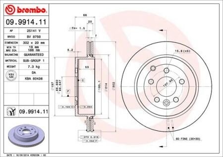 Тормозной диск BREMBO 09.9914.11