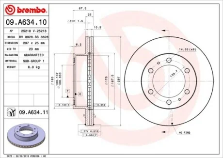Гальмівний диск BREMBO 09.A634.10