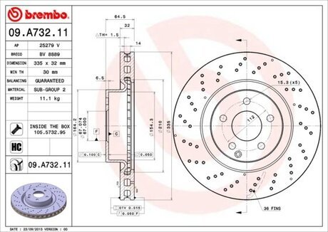 Гальмівний диск BREMBO 09.A732.11 (фото 1)