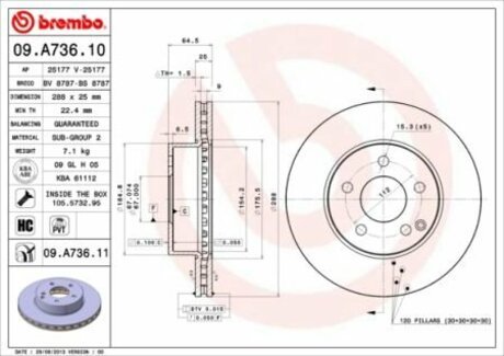 Тормозной диск BREMBO 09.A736.11